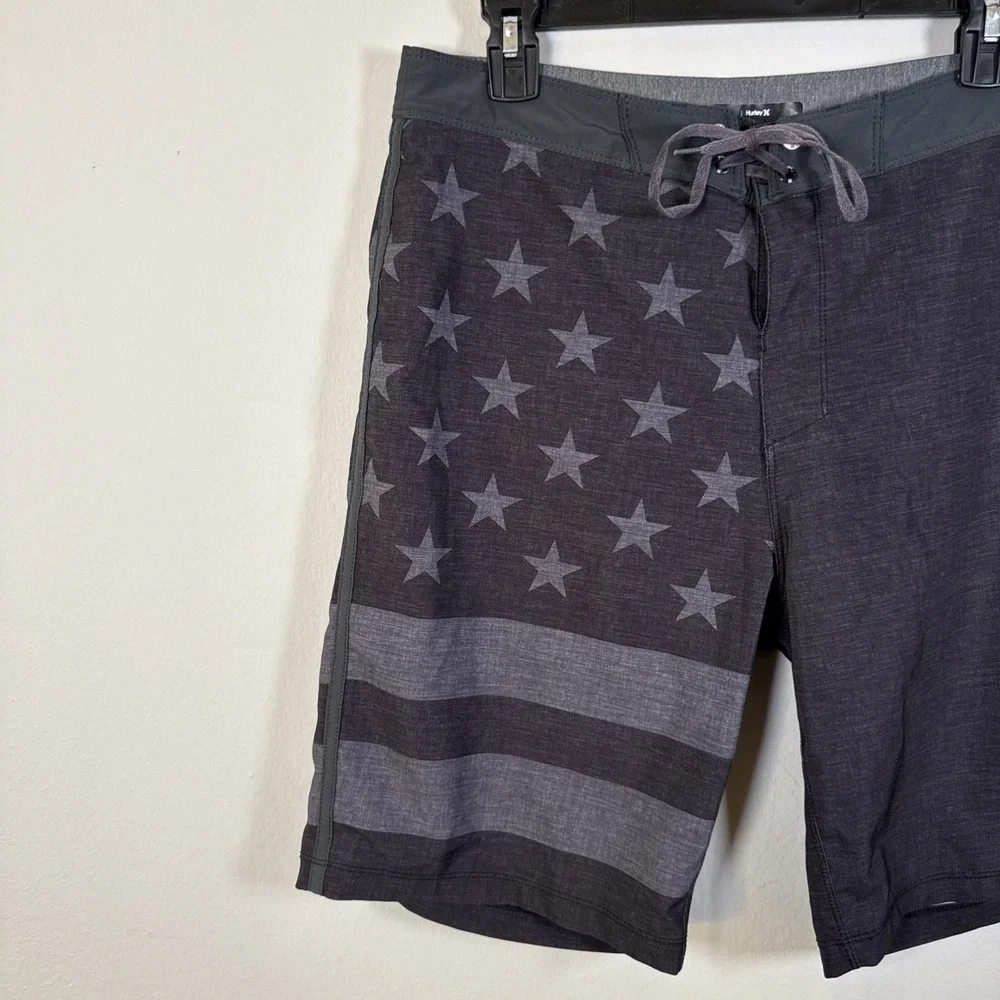 HURLEY BOARDSHORTS MENS 31 GRAY USA STARS‎ & STRIPES